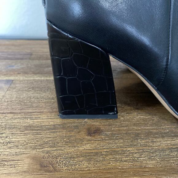 FRANCO SARTO Venture Black Leather Block Heel Bootie Pointed Toe Ankle Boots 12 - Picture 5 of 9